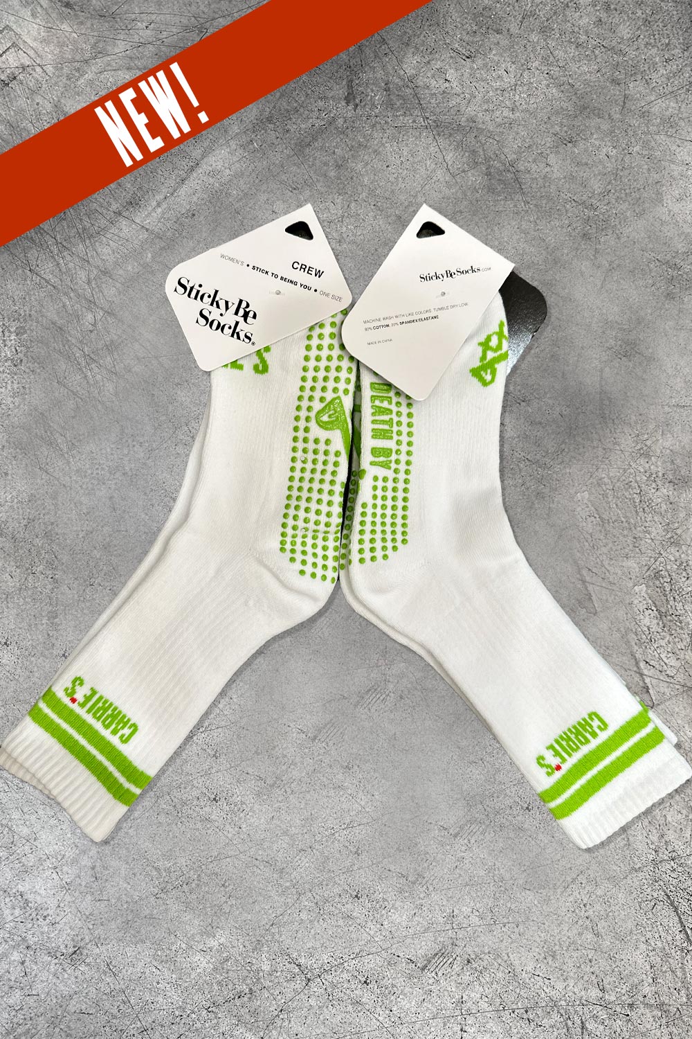 Carrie's Grip Socks - White/Green Death By Carrieʻs Crew