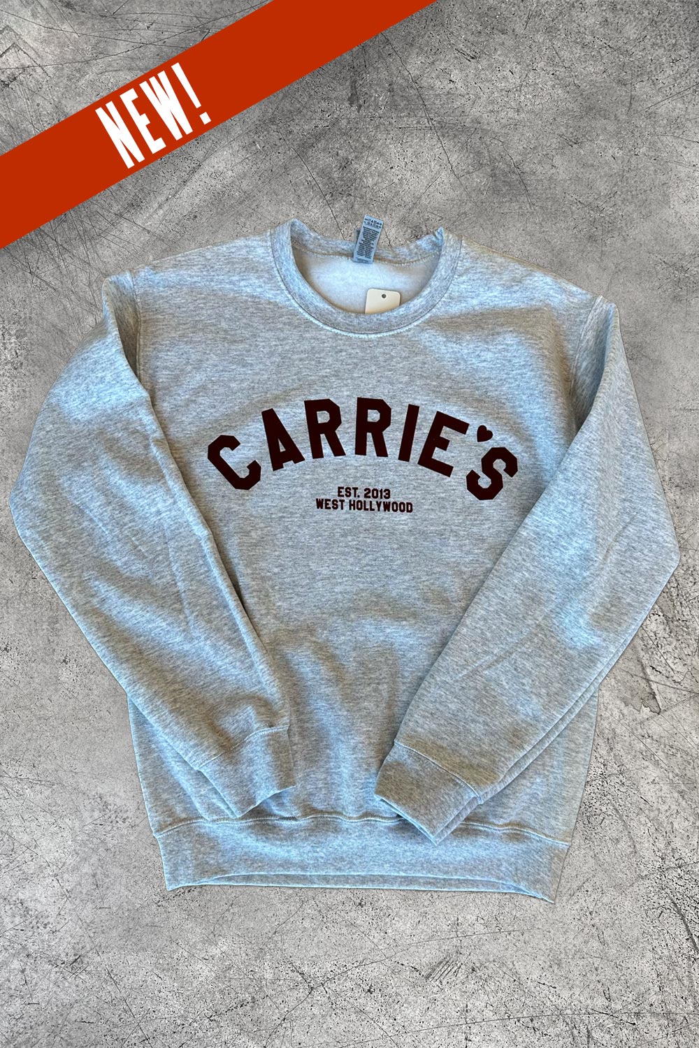 Carrie's Collegiate Crew - Grey with Maroon Logo