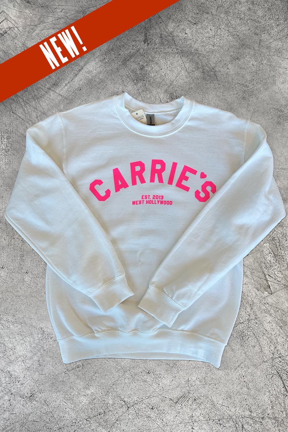 Carrie's Collegiate Crew - White with Light Hot Pink