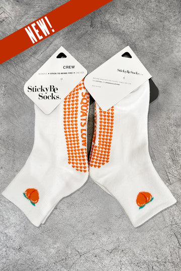 Carrie's Grip Socks - White Squats Low Crew