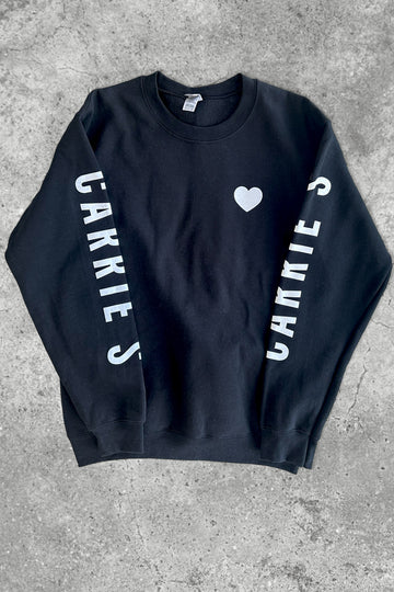 Carrie’s Heart Crewneck - Black with White Text