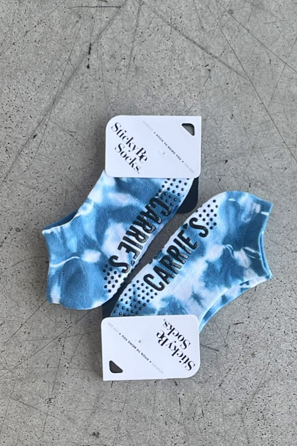 Carrie's Grip Socks - Blue and White