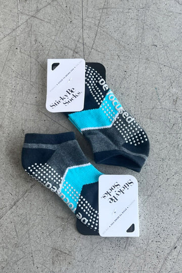 Carrie's Grip Socks - Grey and Blue