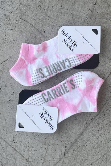 Carrie's Grip Socks - Pink and White