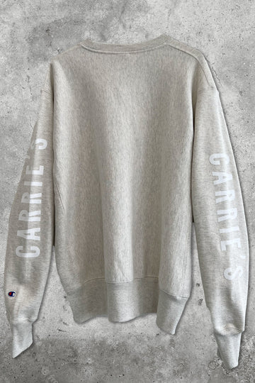 CARRIEʻS SMILEY CHAMPION CREW NECK - OATMEAL