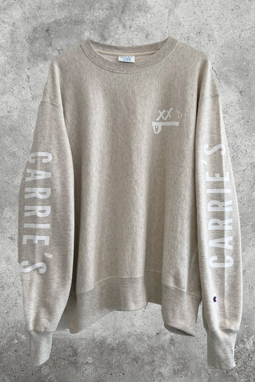 CARRIEʻS SMILEY CHAMPION CREW NECK - OATMEAL
