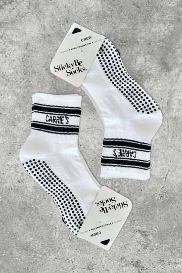 Carrie's Striped Gripper Sock - White/Black
