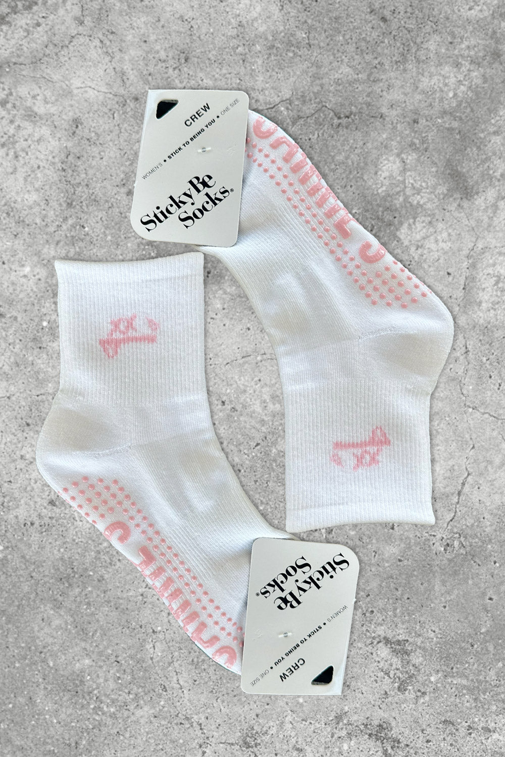 Carrie's Striped Gripper Sock - White/Pink